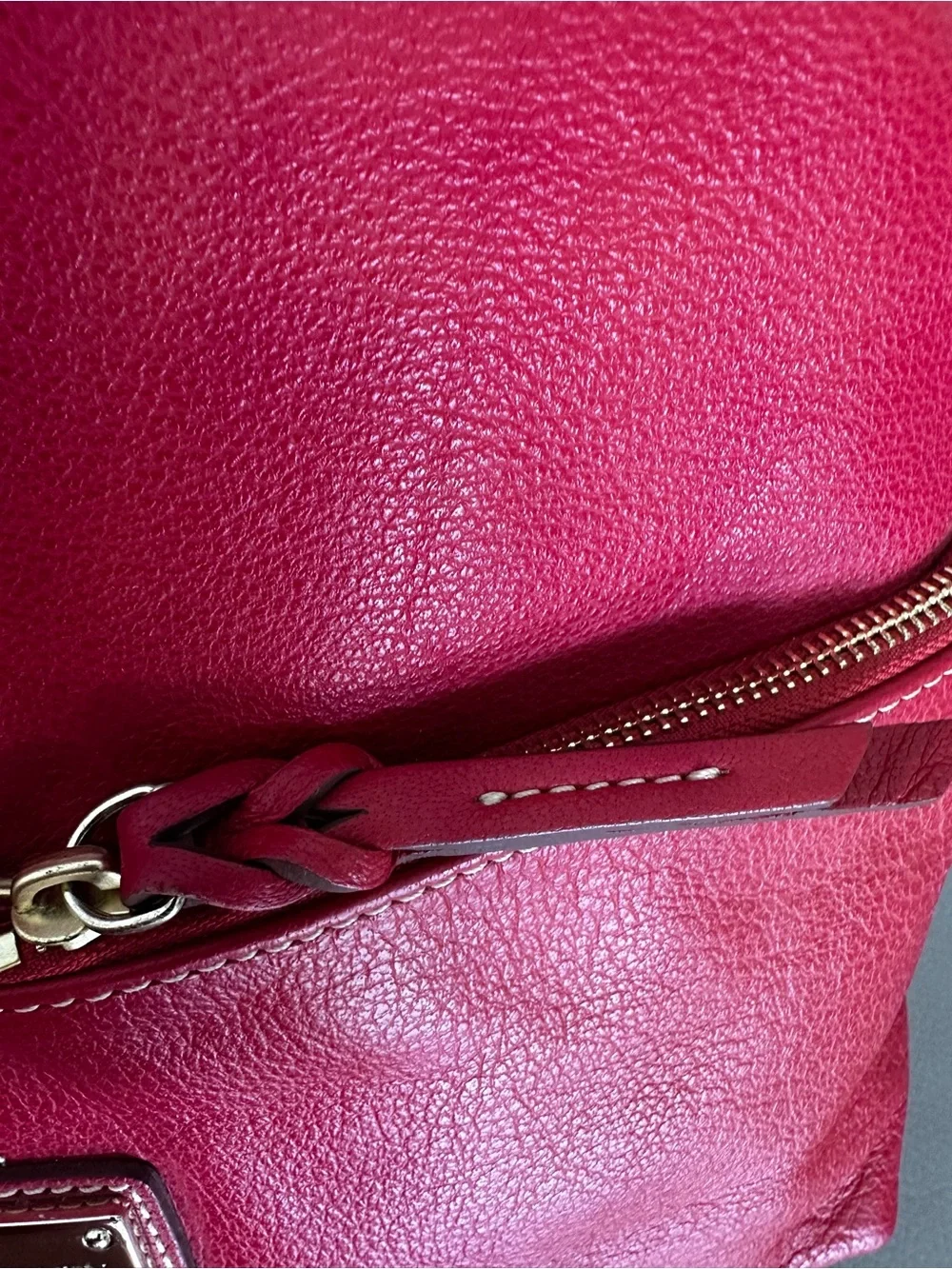 Dooney & Bourke Bright Red Leather Shoulder Bag with Gold Hardware